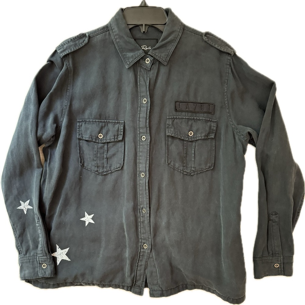 Rails Gray Button Down Shirt/Jacket with subtle stars